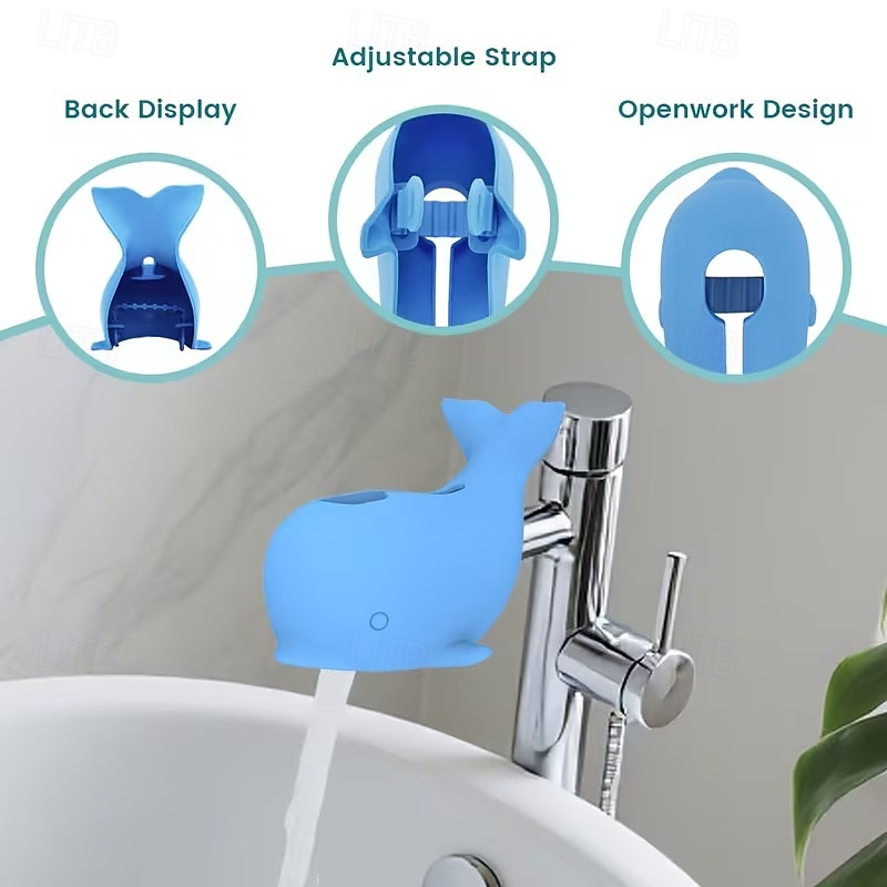 Cubierta de grifo de bañera de silicona con forma de ballena: suave, duradera y segura para los más pequeños, azul &Opciones grises, ideales para la seguridad del baño y el tiempo de juego, cubierta 2026 - $16.99 –P7