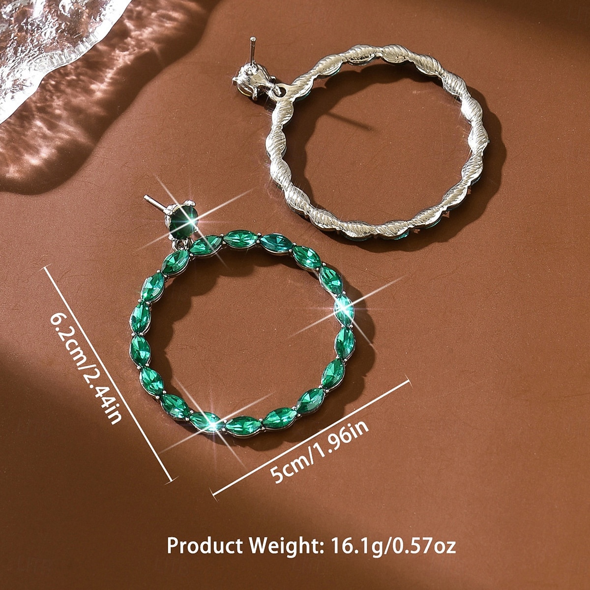 orecchini da donna con cristalli color smeraldo - lussuosi pendenti di strass &modelli di cerchi per feste glamour ed eventi serali del 2026 a $11.99 –P1