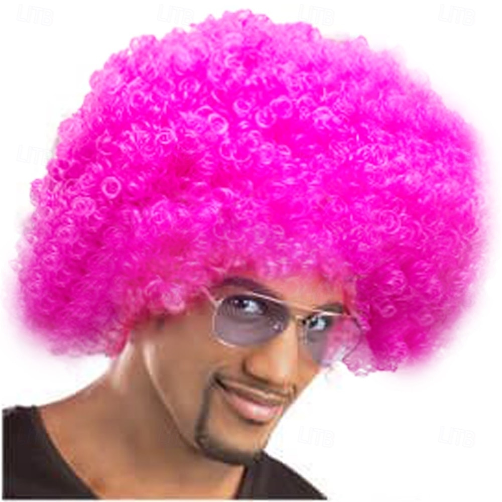 Peruca de Carnaval 2026 Rosa Vermelho Preta Encaracolado Afro Curto Peruca sintética para festivais Mardi Gras Parada Cabelo para fantasia de cosplay para Masculino de 2026 por $11.49 –P5