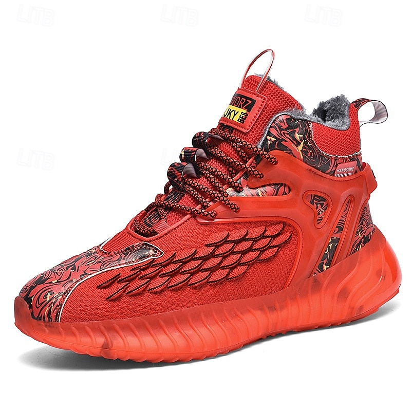 Hombre Zapatillas de deporte Zapatos de Navidad Forro de Lana Zapatos para correr Zapatos de Paseo Casual Punto Cómodo Antideslizante Transpirable Botines / Hasta el Tobillo Cordones Negro Blanco Rojo 2026 - $64.99 –P1