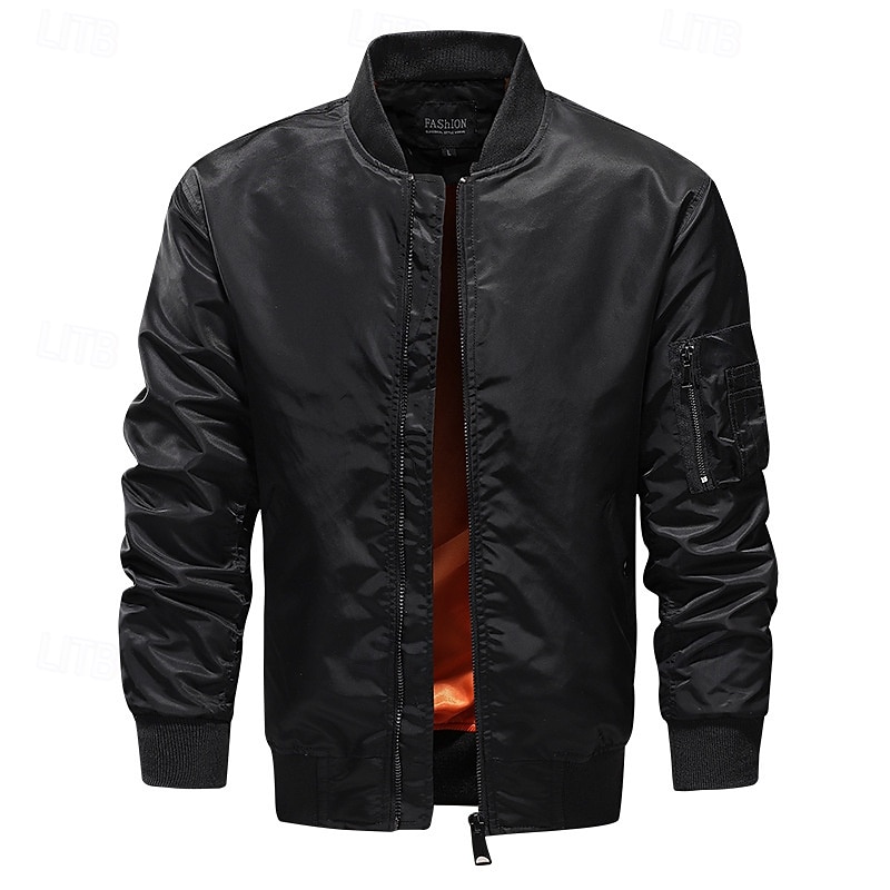 Herr Lättviktsjacka Bomberjacka Vardaglig jacka Utomhus Semester Ficka Vår Höst Slät Streetwear Stylish Kinakrage Normal Svart Gul Vinröd Armégrön Mörkblå Jacka 2026 - $45.99 –P2