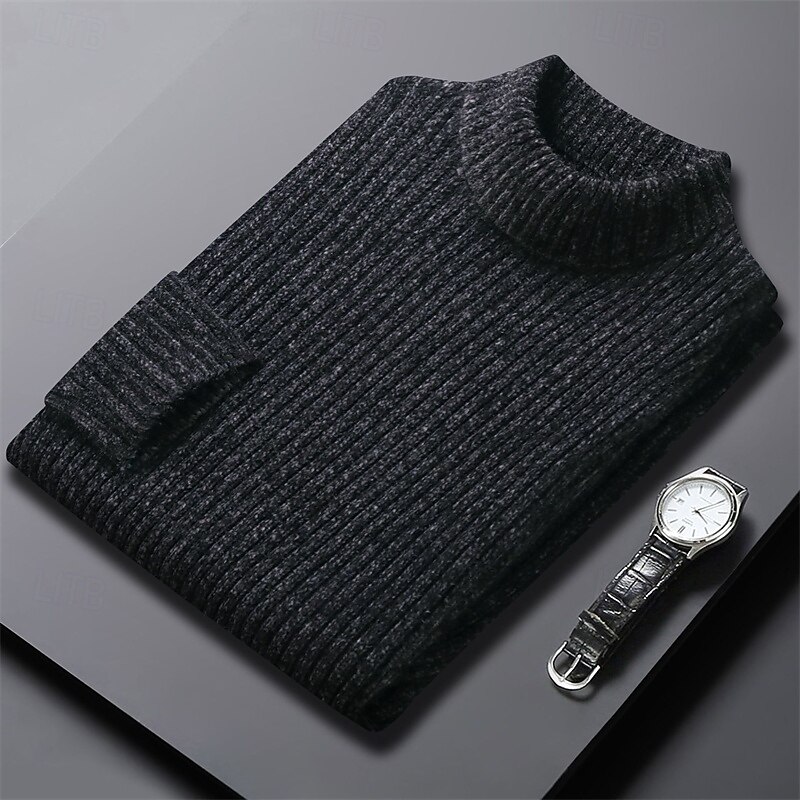 Herren Pullover Strickpullover Gerippt Stricken Normale Oberteile Gestrickt Einfach Rollkragen Mode Basic Urlaub Alltagskleidung Bekleidung Herbst Winter Schwarz Kaffee M L XL 2026 - $37.99 –P2