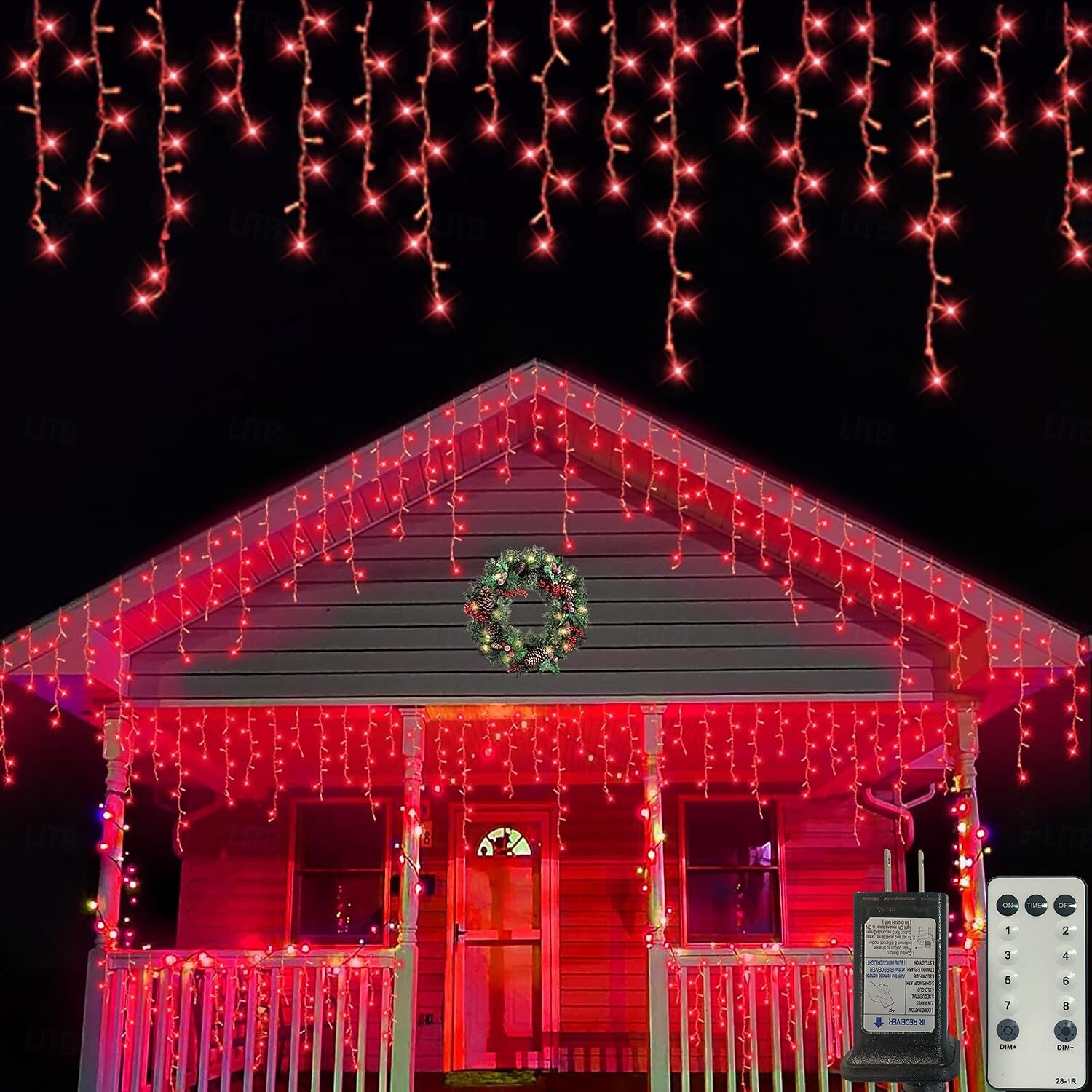 Рождественская сосулька, 33 фута, 400 светодиодов, 48 капель, 8 функций, таймер, дистанционное управление, прозрачный провод, подключаемые гирлянды, праздничные, свадебные, вечерние, декоративные огни, низкое напряжение, безопасная розетка 2025 - $31.99 –P14