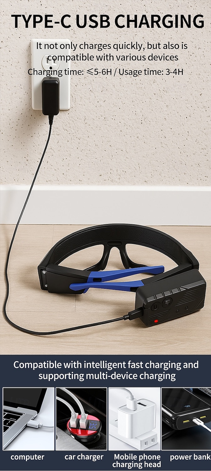 LED-koplampbril - USB-C-oplaadbaar IPX4-waterbestendig Bewegingssensoractivering 3 verlichtingsmodi Verstelbare pootjes Geschikt voor hardlopen, fietsen en buitenactiviteiten 2026 - $31.99 –P10