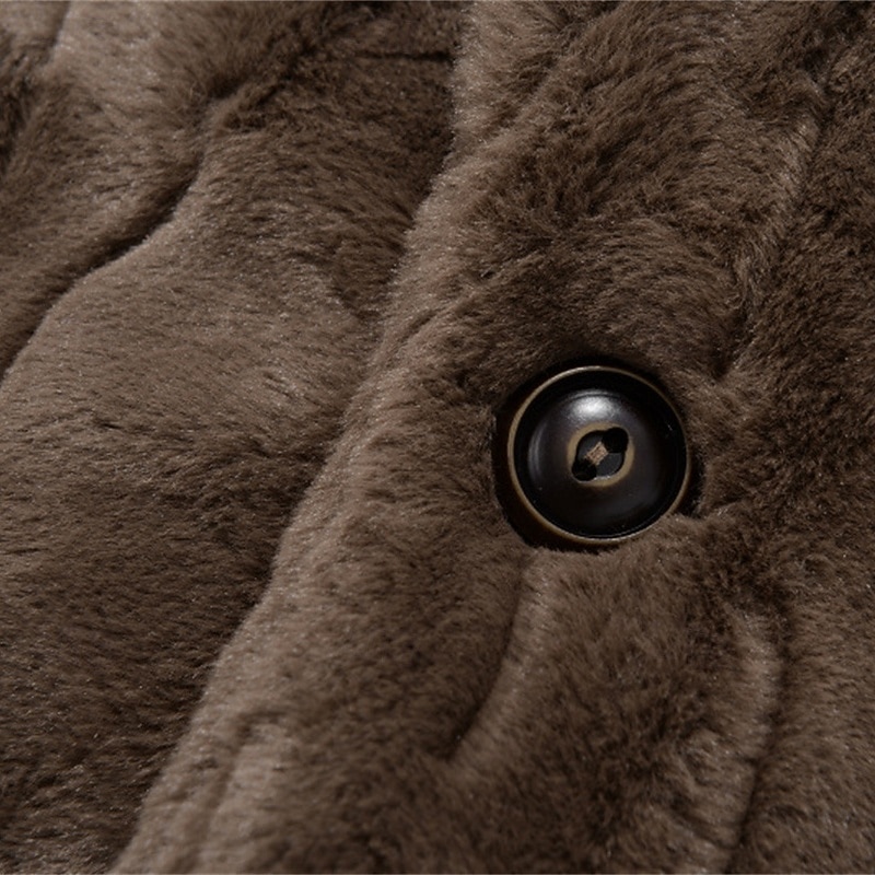 Hombre Chaqueta de Invierno Abrigo de piel sintética Vacaciones Diario Mantiene abrigado Vellón Otoño Invierno Plano Moda Ropa de calle Diseño Largo Negro Marrón Chaquetas 2026 - $75.99 –P5