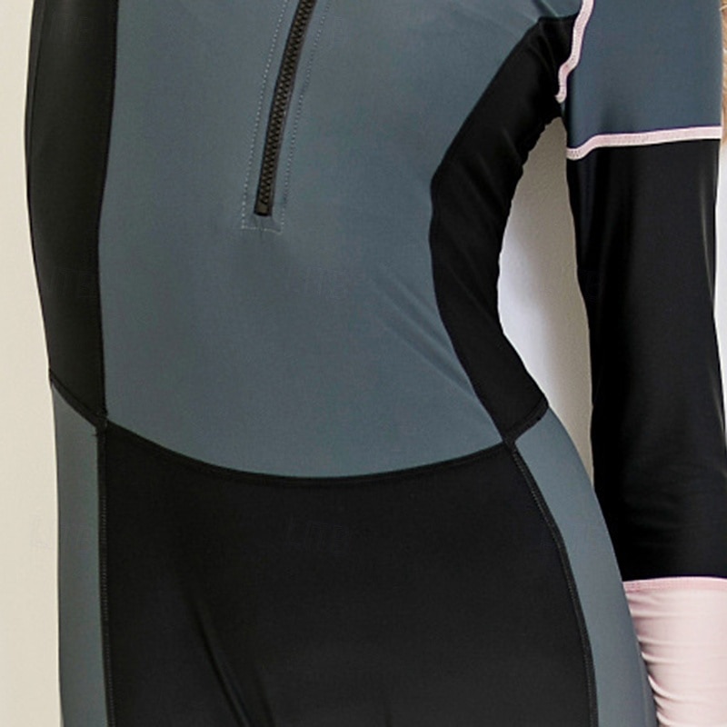 Damen Ganzkörper-Rashguard Tauchanzug Badeanzug Bademode Farbblockierung mit integriertem BH UV Schutz Langarm Tauchanzüge Surfen Kanufahren Schnorcheln Winter 2026 - $49.99 –P10