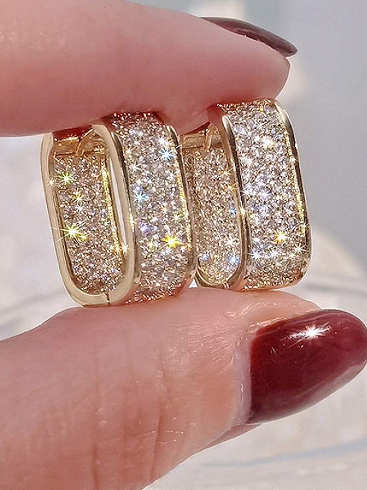 Damen-Ohrringe aus einer Legierung mit Zirkonia-Besatz – in verschiedenen Farben erhältlich, elegantes Design für legere und formelle Anlässe. 2026 - $7.99 –P4