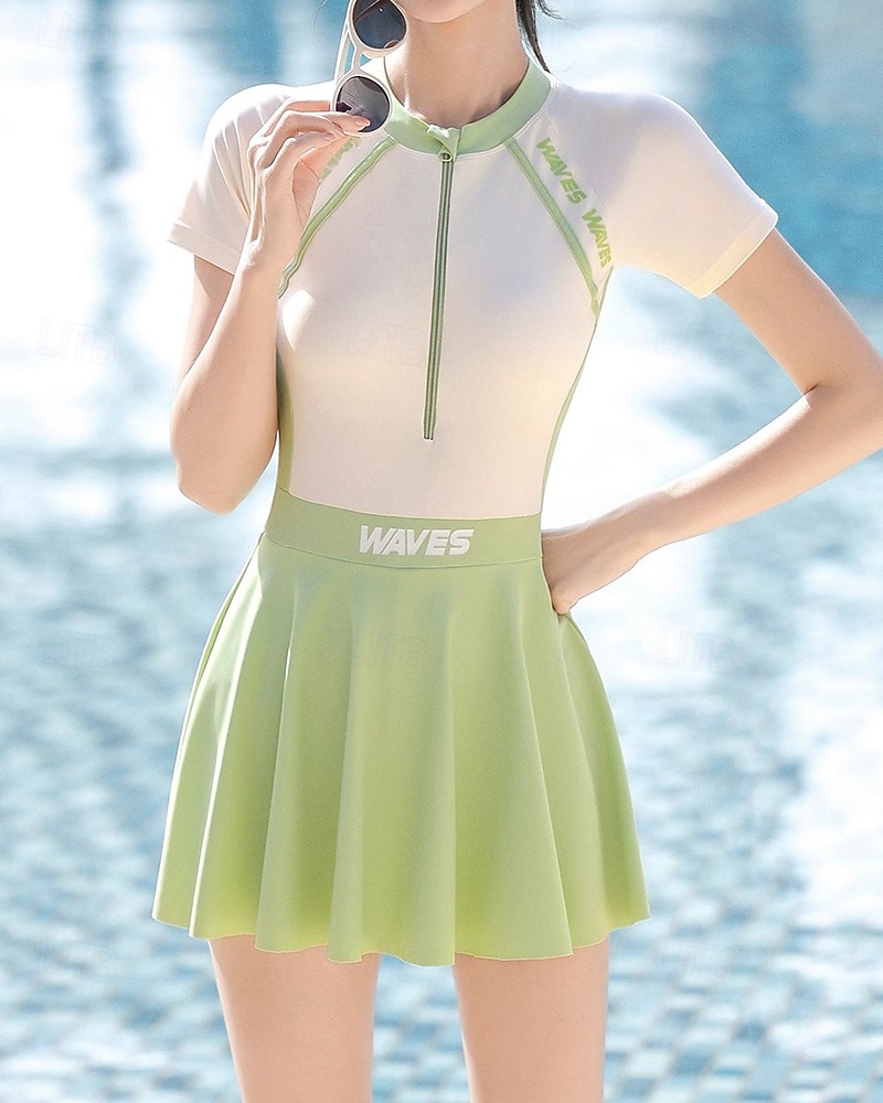 Mulheres Anti Atrito Roupa de banho Roupa de Banho Roupa de Banho Preto Verde Proteção UV Compressão abdominal Surfe Canoagem Snorkeling Verão de 2026 por $31.99 –P6