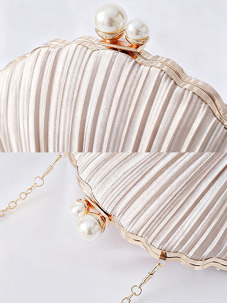 plisowana damska kopertówka z perłowym uchwytem – elegancka wieczorowa torebka, w wielu kolorach – idealna na wesela, imprezy i specjalne okazje 2026 - $29.99 –P10