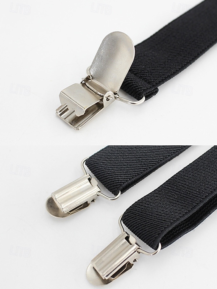 Herrset med hängslen och fluga i polyester, flera färger, perfekt för jul och formella evenemang 2026 - $11.99 –P5