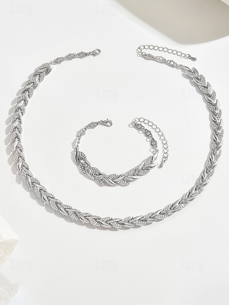 Halsband och armband i zirkonlegering för kvinnor – elegant guld- och silverfärgad, perfekt för speciella tillfällen och presenter 2026 - $11.99 –P7