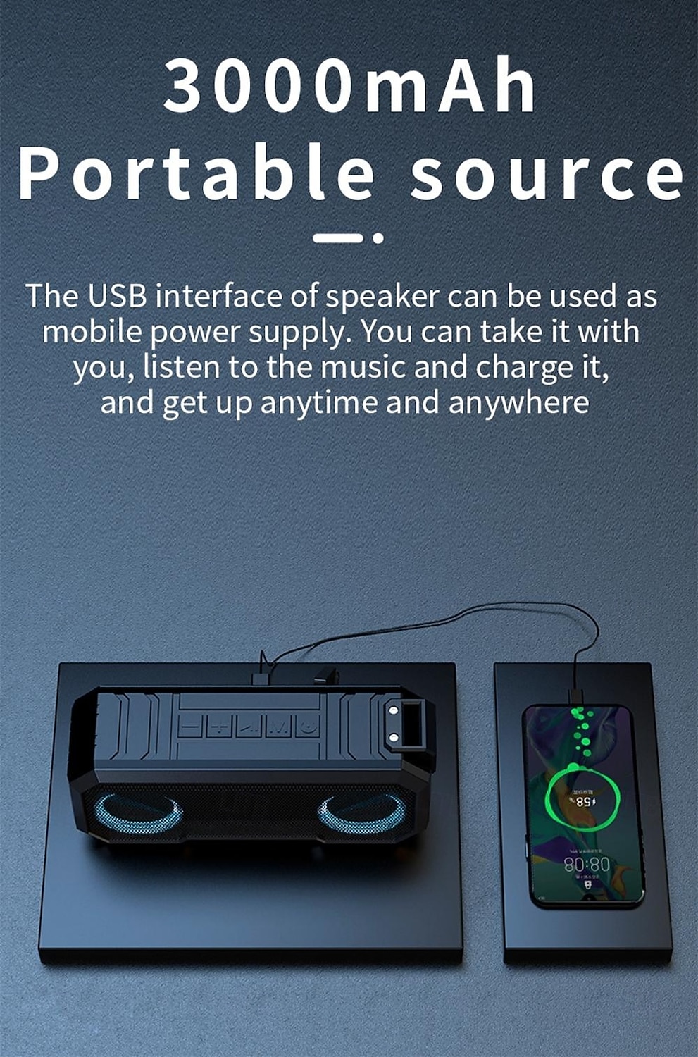 Portable Wireless Speaker High-power Subwoofer IPX6 Waterproof 7-color RGB Lighting and Dynamic Party Effects Long-lasting Battery Life Wireless Connection USB/SD/TF Card Input Valentine's Day Gift 2026 - $31.99 –P7