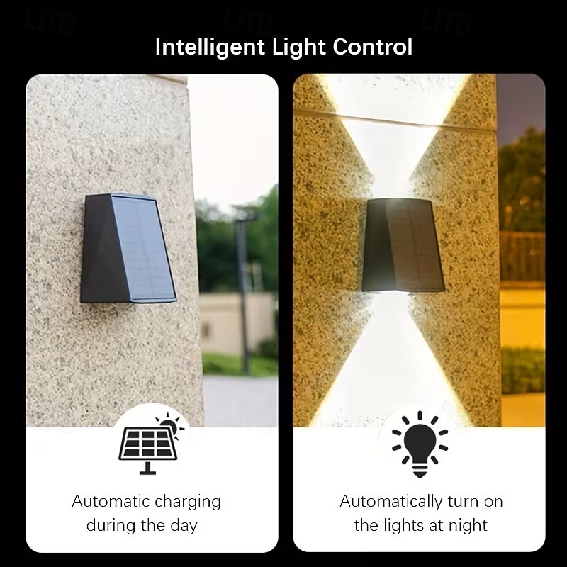1PC Outdoor Solar Wall Light with Top and Bottom Lighting Outdoor Wall Washer Solar Patio Light for Garden Garage Porch and Road Lighting Christmas Wedding Holiday Outdoor Landscape Light 2026 - $26.99 –P6