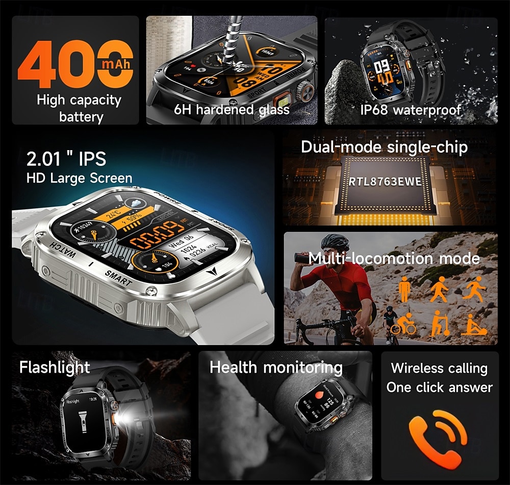 Ceas inteligent A1 1 inch smartwatch pentru fitness ceas de alergare Bluetooth compatibil cu Android iOS bărbați rezistent la apă apeluri hands-free tracker de pași IP 67 carcasa de 40mm Cadou de 2026 - $56.99 –P2