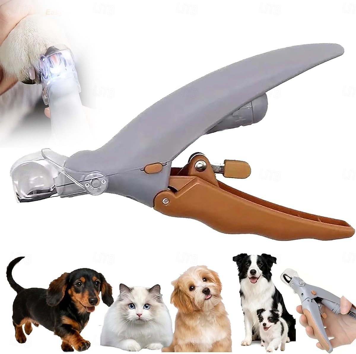Светодиодная машинка для стрижки когтей для домашних животных с эргономичной нескользящей ручкой - точная для кошек &Когтерез для собак для безопасной и легкой стрижки — необходимые принадлежности для 2025 - $15.99 –P1