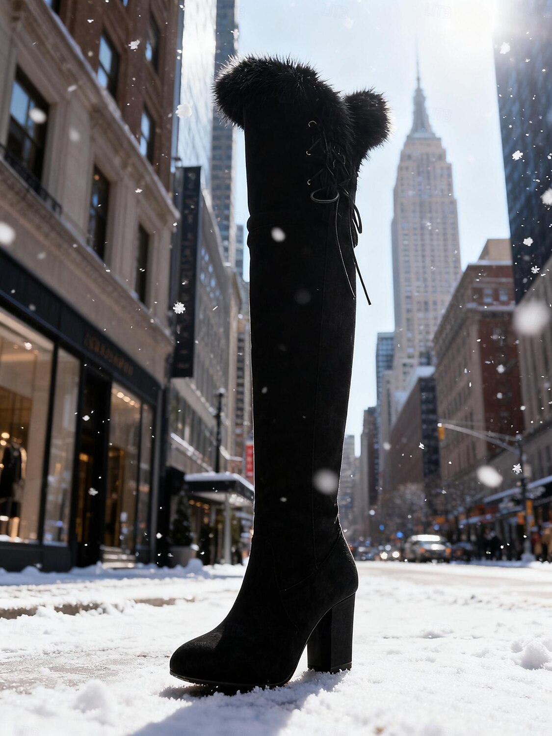 Botas femininas marrons de camurça acima do joelho com acabamento em pele sintética – botinhas estilosas de salto alto com zíper para o inverno, neve e ocasiões casuais ou ao ar livre. de 2026 por $69.99 –P3