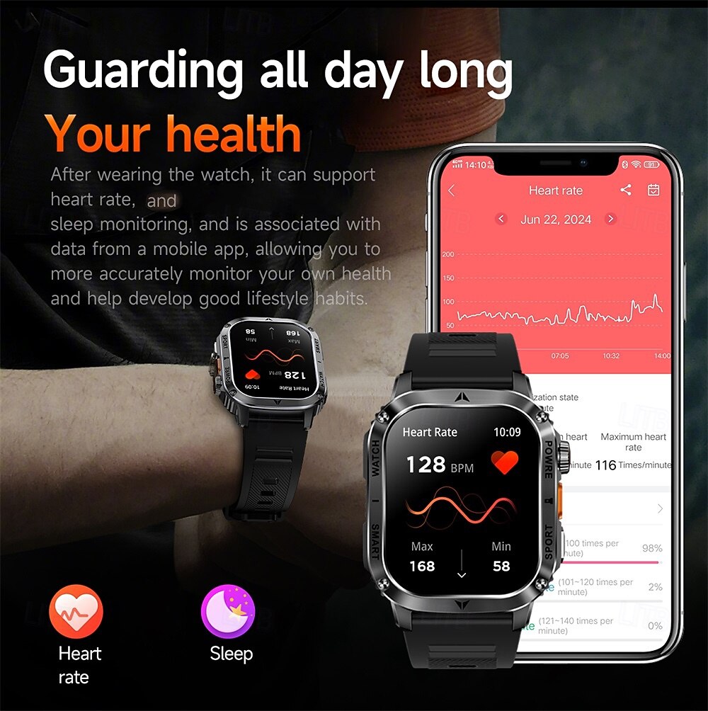 Ceas inteligent A1 1 inch smartwatch pentru fitness ceas de alergare Bluetooth compatibil cu Android iOS bărbați rezistent la apă apeluri hands-free tracker de pași IP 67 carcasa de 40mm Cadou de 2026 - $56.99 –P9