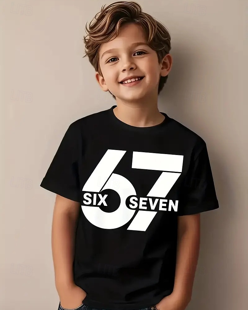 Christmas Unisex Boys' 3D Graphic Funny Slang 67 T shirt Tee Short Sleeve 3D Print Summer Spring Sports Fashion Streetwear Kids 4-12 Years Crew Neck Outdoor Casual Daily Regular Fit 2026 - $12.99 –P1