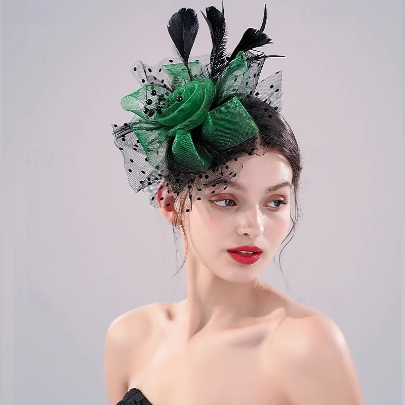 Decoração de Cabelo Presilha de cabelo Pena Casamento Aniversário Elegante Vintage Estilo bonito Com Penas Miçangas Capacete Chapéu de 2026 por $17.49 –P5