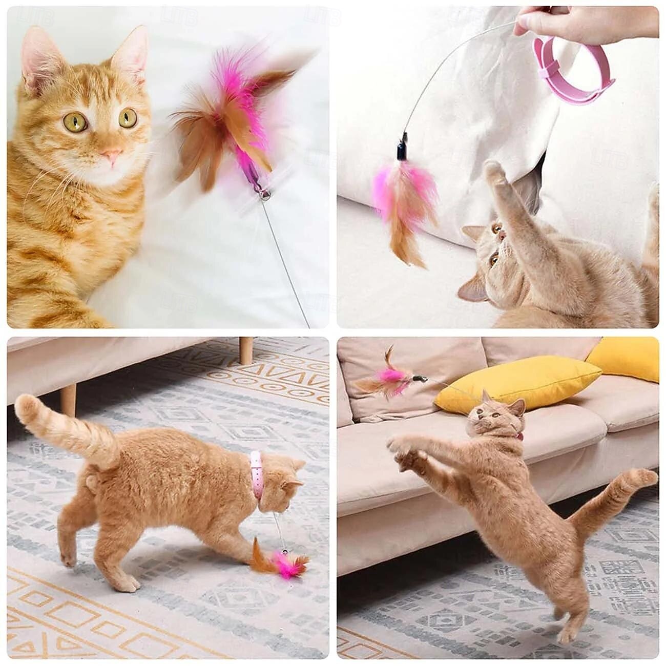 Colliers pour chats, jouets amusants et flexibles, baguette interactive avec clochette, clochette colorée pour jouer à l'intérieur de 2025 ? $4.49 –P5