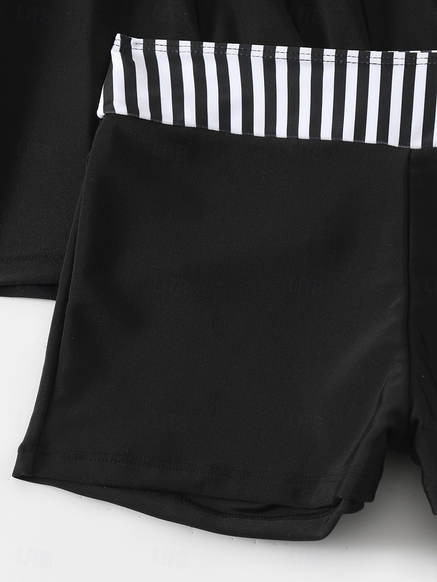 بدلة سباحة نسائية تانكيني قطعتين شورتات تحكم في البطن عالية الخصر نحيف بدون ظهر ملابس شاطئ إجازة مزينة بخطوط برقبة على شكل حرف U بدون أكمام 2026 - $33.99 –P7