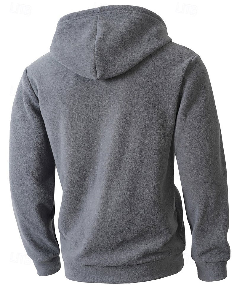 2026年 男性用 パーカー クォータージッパーパーカー フリースパーカー ブルー ブラック パープル ライトグレー ダックグレー フード付き 平織り ジッパー ポケット スポーツ 日常 祝日 ポリエステル ストリートファッション ベーシック カジュアル 秋 冬 衣類 パーカー トレーナー  コレクション – $32.99 –P7