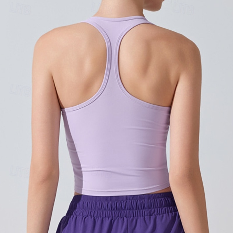 Γυναικεία Μονόχρωμο Αμάνικο τοπ Αθλητική μπλούζα Ενσωματωμένο σουτιέν Προστασία UV Γρήγορο Στέγνωμα Ελαστικό Αναπνέει Τέννις Αθλητικά Τρέξιμο Μπολύζες Μαύρο Λευκό Βυσσινί Ρούχα τένις 2026 - $20.99 –P3