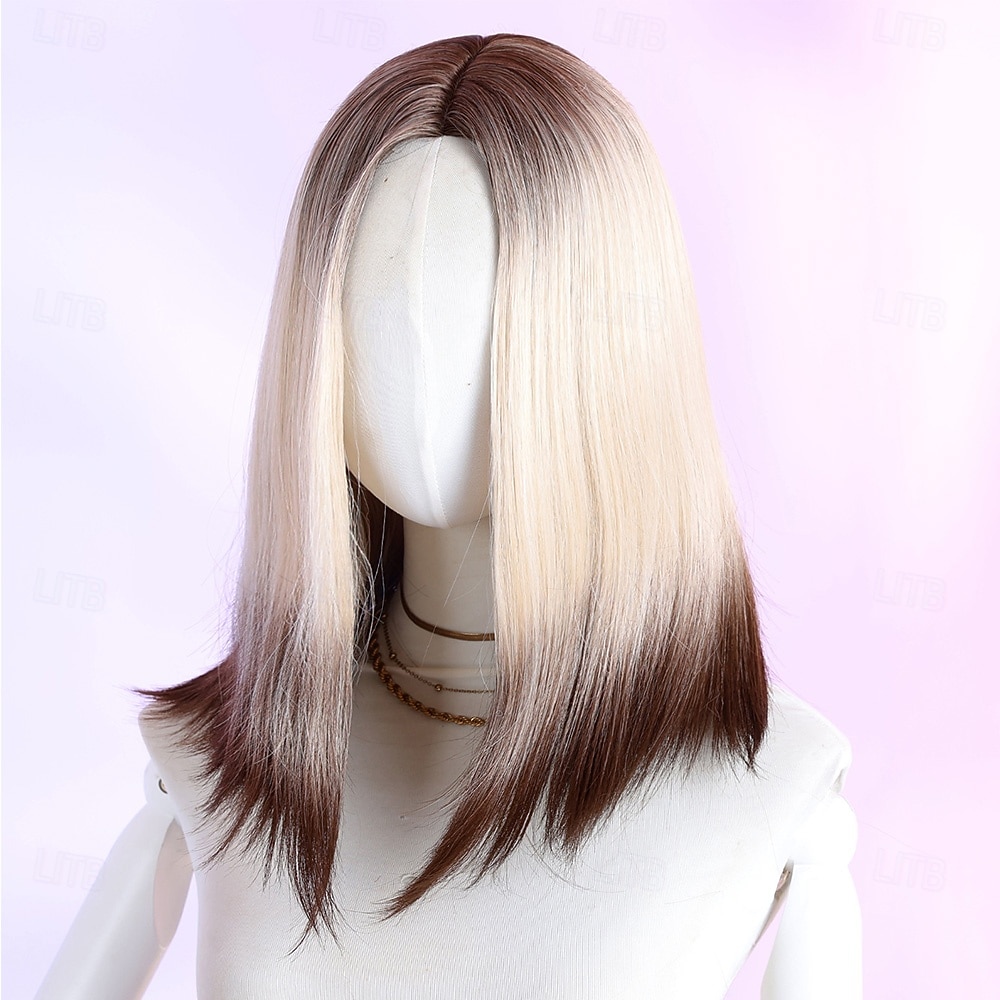 Парики из искусственных волос Прямой Естественный прямой Средняя часть Парик 16 дюймы Коричневый / Белый Искусственные волосы 16 дюймовый Жен. Мягкость Смешанные цвета 2026 - $39.99 –P3