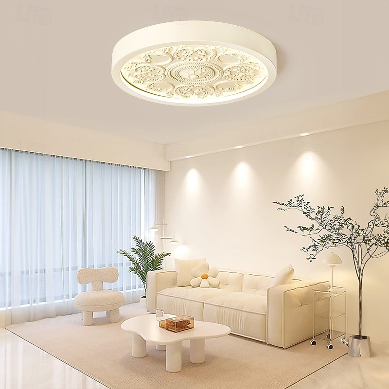 Luminária de teto LED moderna de embutir, com design francês esculpido, feita de resina, ideal para quarto, cozinha, sala de jantar e escritório. de 2026 por $192.99 –P5