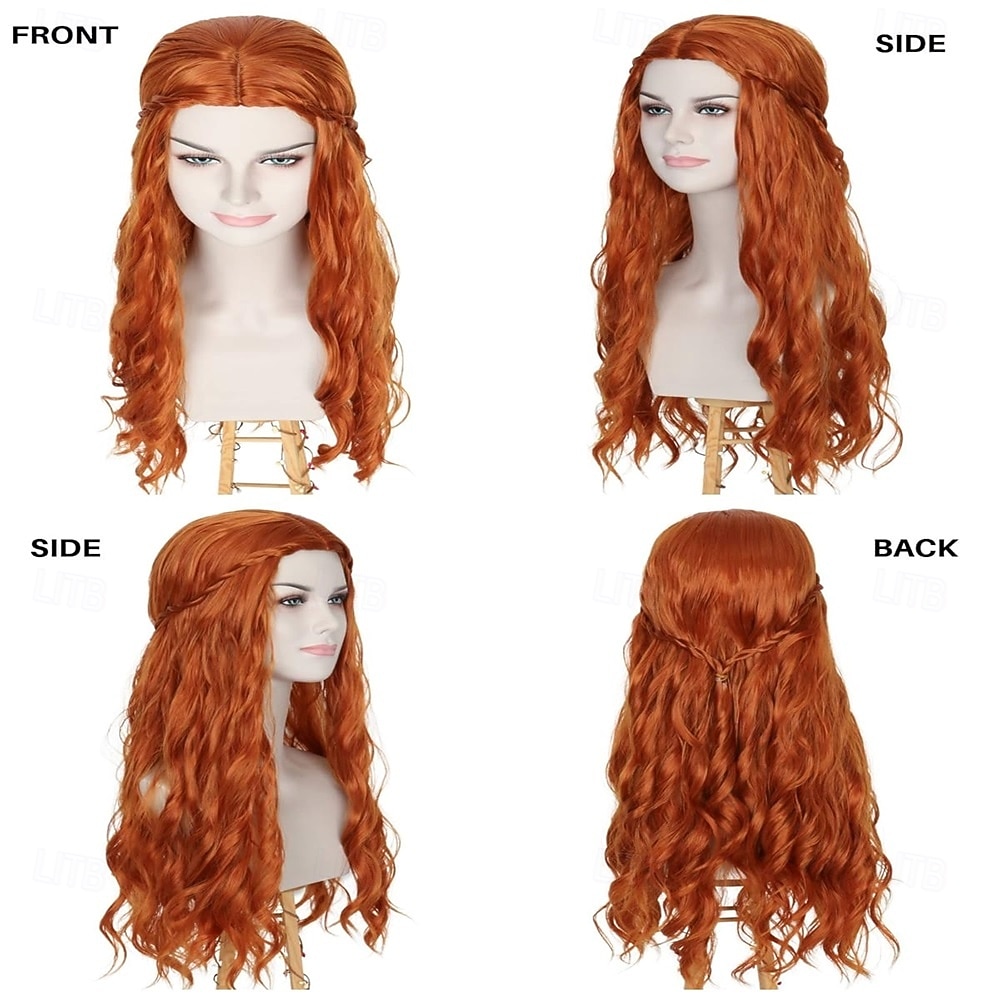 Длинный волнистый женский рыжевато-коричневый парик в стиле средневековья и ренессанса, хиппи, костюм для Хэллоуина 2026 - $21.99 –P2