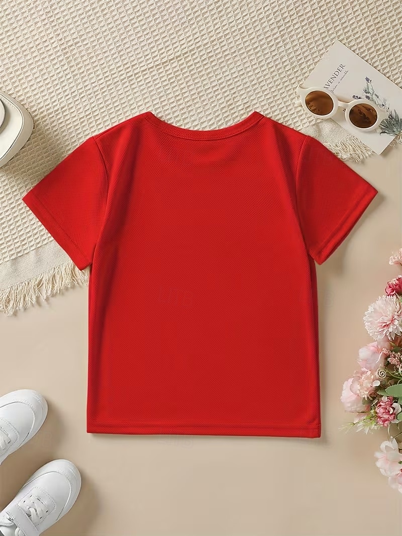 חולצת טריקו לבנות למסיבת ראש השנה 2026 עם גרפיקה תלת מימדית, אותיות, שרוולים קצרים, הדפס תלת מימד, קיץ, אביב, ספורט, אופנתי, אופנת רחוב, ילדים 4-12 שנים, צווארון עגול, חוץ, קז'ואל, יומי, גזרה רגילה 2026 - $11.99 –P6