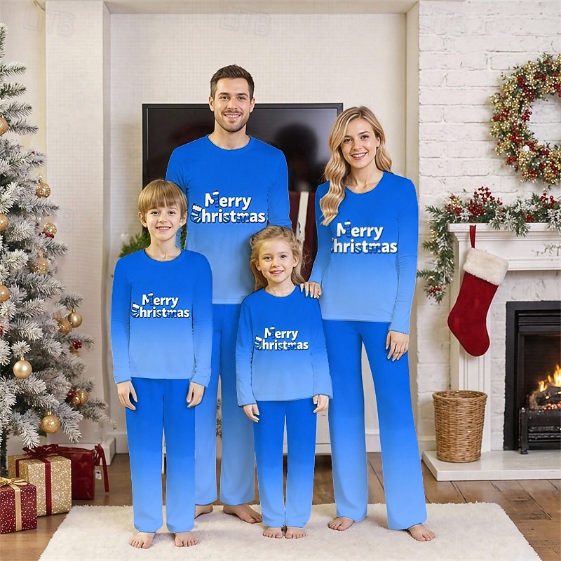 Családi nézés Karácsony Karácsonyi családi pizsama Pizsamák Családkészletek Grafika Gradiens Karácsonyi minta Otthon Nyomtatott Medence Sötétsárga Világoszöld Hosszú ujj Napi Hozzá illő ruhák 2025 - $20.99 –P8