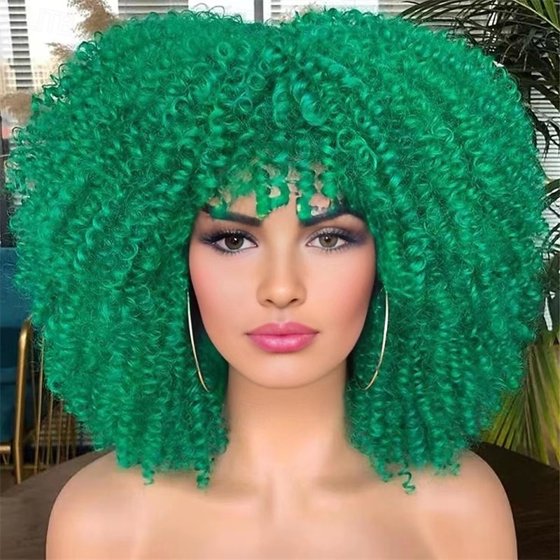 Carnival Wig 2026 Blonde Pink Red Afro Afro Curly Short Synthetic Festival Wig Mardi Gras Parade Cosplay Costume Hair for Women 2026 - $23.99 –P7
