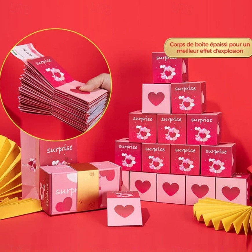 קופסת מתנה קופצת הפתעה קופצת קפיצה לימי הולדת, יום האהבה, חג המולד, חתונות, פסטיבלים, מזומן, פיצוץ, קופסת מעטפה אדומה יוקרתית, קופסת מתנה למסיבה 2026 - $10.99 –P9
