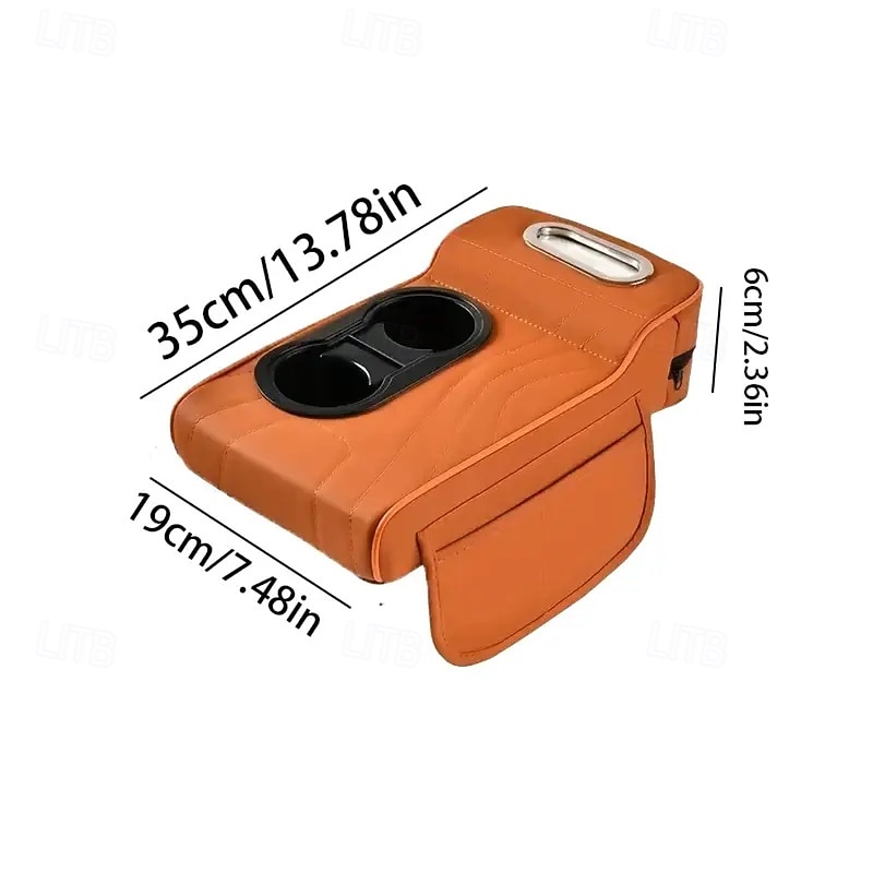 Organizator 5 în 1 pentru consola centrală auto cu suport îmbunătățit pentru coate - husă pentru cotieră din piele ecologică, suport pentru pahare &buzunare de depozitare, potrivire universală pentru 2026 - $27.99 –P11