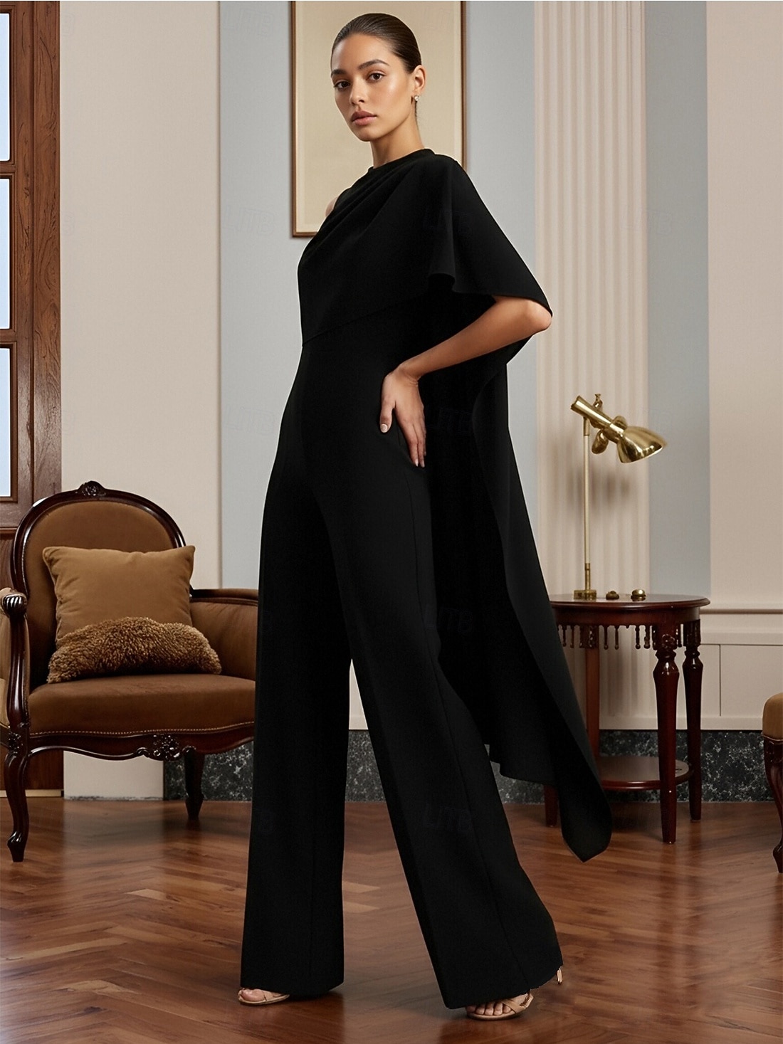 Overalls Bodenlang Brautmutterkleid Ärmellos Rundhalsausschnitt Elegant Einfach Formell Hochzeitsgast Stretchstoff mit Einfarbig 2026 - $160.99 –P1