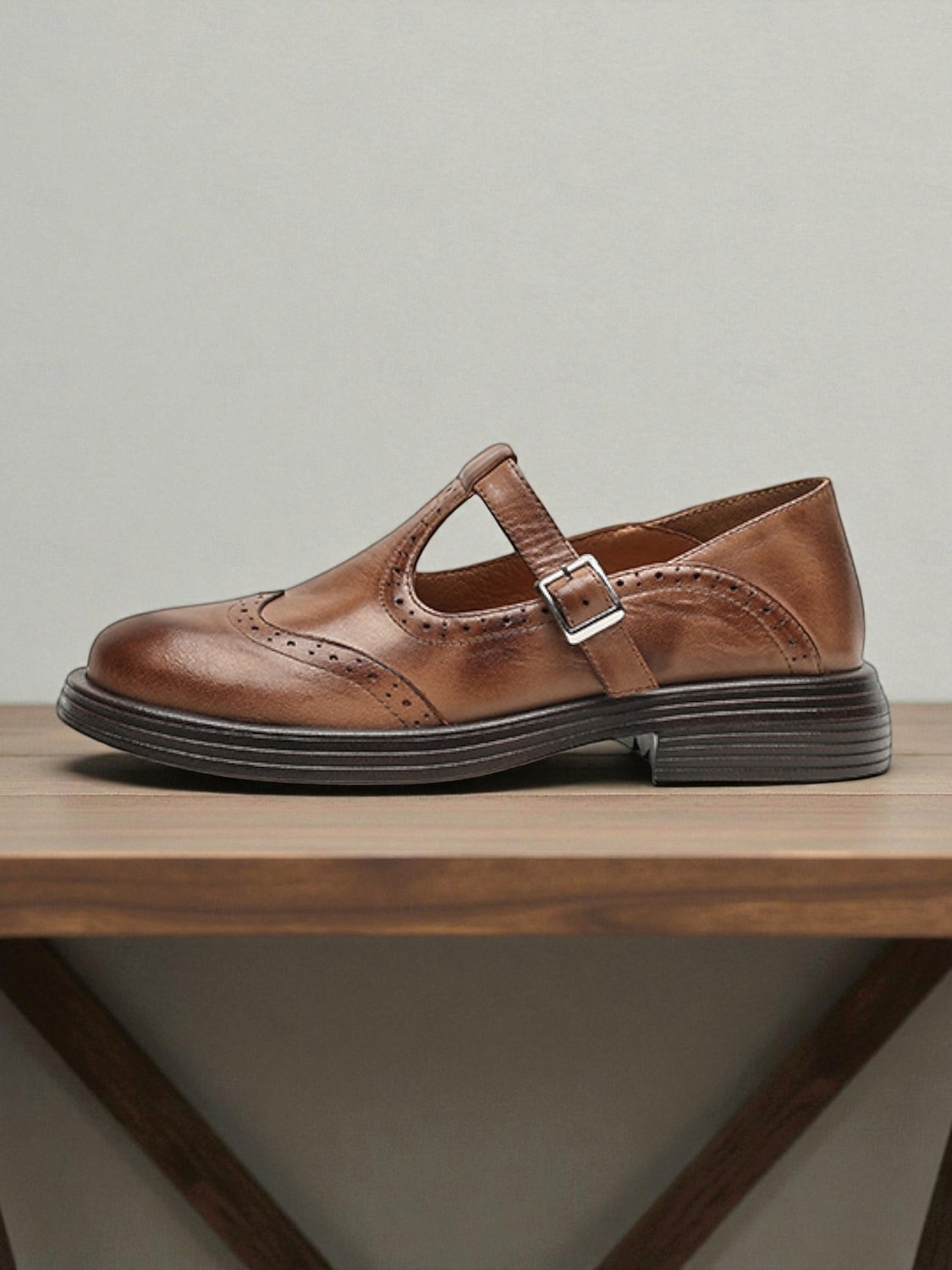 Bruna damskor i konstläder med brogue-detaljer, Mary Jane-skor, klassisk och bekväm stil, perfekta för arbete, vardagsutflykter och vardagsbruk. 2026 - $54.99 –P3