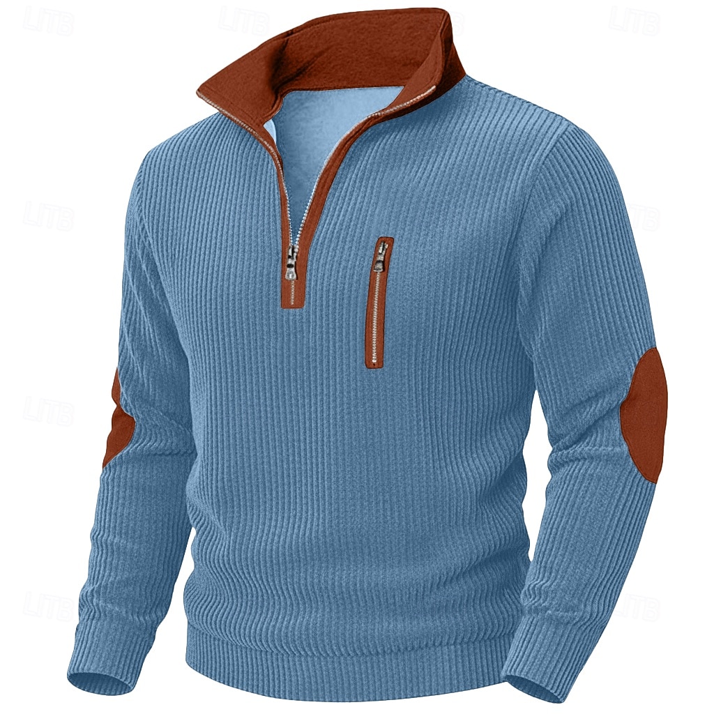 Hombre Camisa de Pana Camiseta superior Camisa de manga larga Camisas de hombre con coderas Manga Larga Cuello Alto Zip Otoño invierno Otoño Bloque de color Diario Casual Estilo callejero Cremallera 2026 - $25.99 –P4