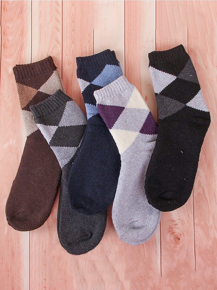 skarpetki męskie z mieszanki bawełny, zestaw 5 par, wiele opcji kolorystycznych i wzorów, wygodne i stylowe do noszenia na co dzień i zimą 2026 - $11.99 –P9