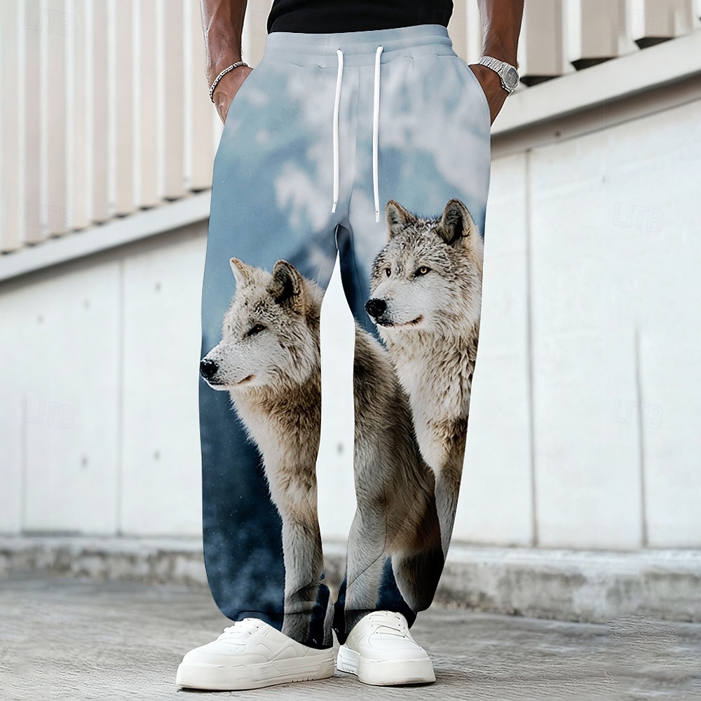 Voor heren Wolf Wilde Dieren Maanlicht Joggingbroeken Broek Vrijetijdsbroek Medium Taille Vintage Retro Buiten Jagen Training Elastische tailleband met trekkoord Rechte broek met zakken Lente Herfst 2026 - $24.99 –P3