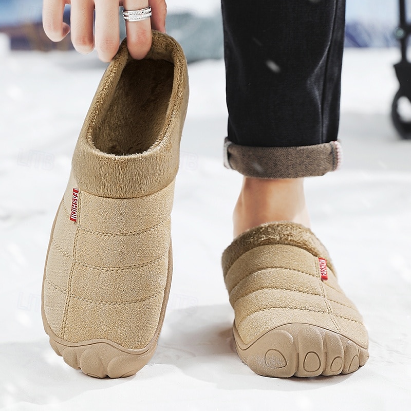 scarpe slip-on trapuntate marroni da uomo con fodera in pile: calzature calde e comode per l'inverno e le uscite informali del 2026 a $34.99 –P4
