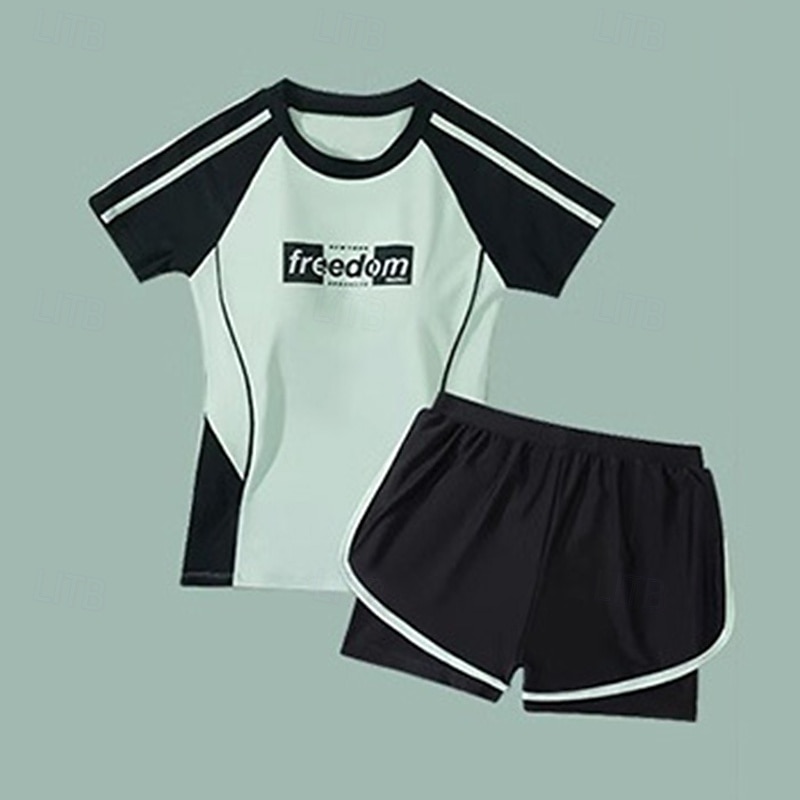 בגדי ריקוד נשים 2 חלקים של Rash Guard חולצת שחייה בגדי ים בגדי ים תלתן הגנת UV בקרת בטן גלישה שייט בקאנו שנרקול קיץ 2026 - $27.99 –P3