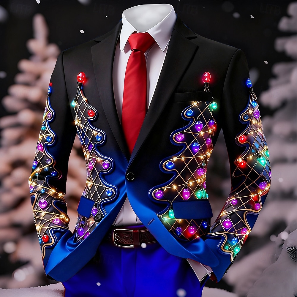 عيد الميلاد المجيد رجالي شجرة الكريسماس جاكيت بليزر معطف مريح متنفس فني كاجوال ملابس الحفلات والسهرات مناسب للبس اليومي مهرجان طباعة ثلاثية الأبعاد Buttons خريف & شتاء حز كم طويل أحمر 1 أحمر أزرق 2025 - $64.99 –P2