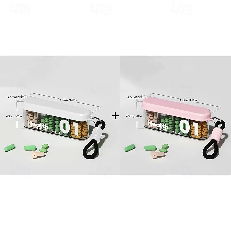 Organizador de comprimidos portátil com 4 compartimentos (2 unidades) – mini caixa para guardar remédios, recipiente para comprimidos diários (manhã, meio-dia e noite), organizador de medicamentos de 2025 por $11.99 –P7