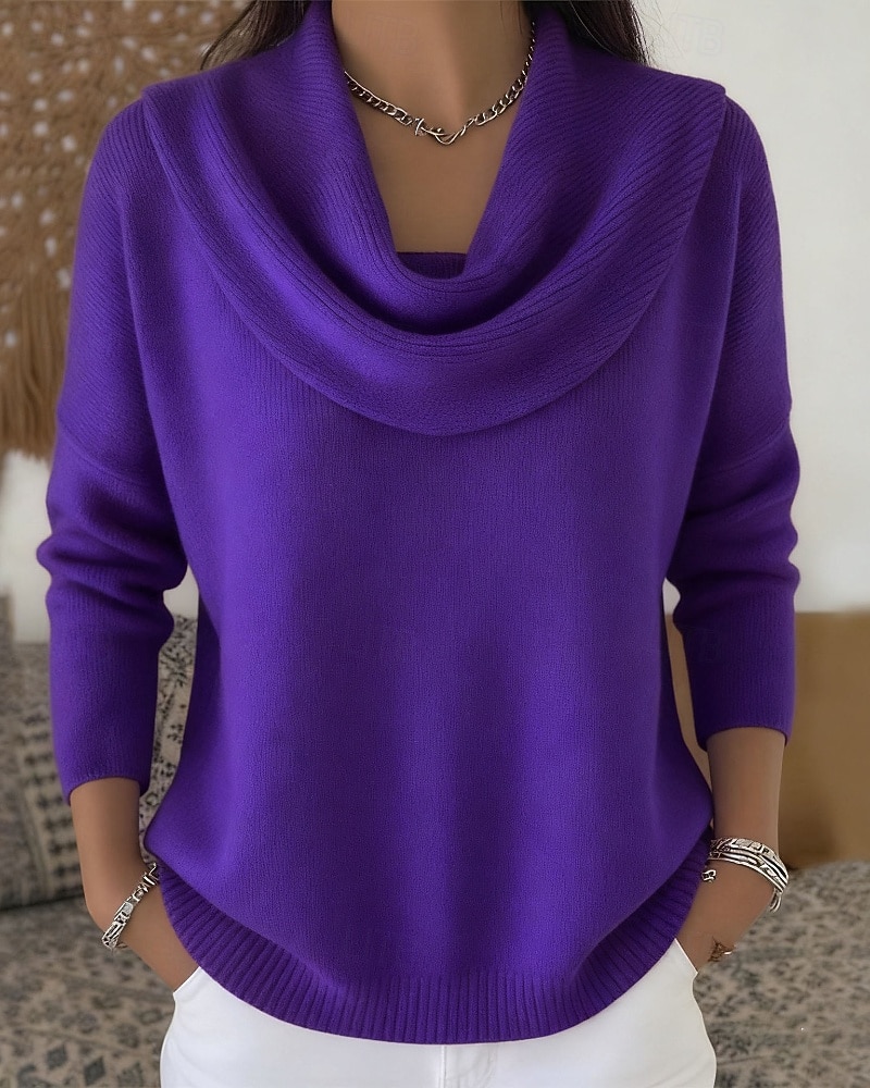 Dámské Svetr Rolák Šik ven Na běžné nošení Pevná barva Rolák Pletený Dlouhý rukáv Běžné topy Plést Dovolená Jdeme ven Víkend Černá Bílá Podzim Zima 2025 - $33.99 –P7