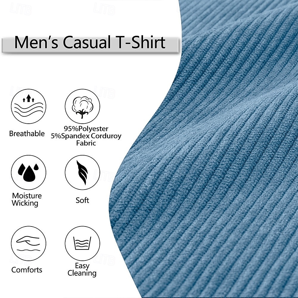 Per uomo Maglietta Camicia di Velluto a Coste Camicia a Maniche Lunghe Manica Lunga Henley Primavera Autunno Inverno Semplice Striscia di Fossa Moda Designer Essenziale Puro Vacanza Streetwear Casuale del 2025 a $21.99 –P1