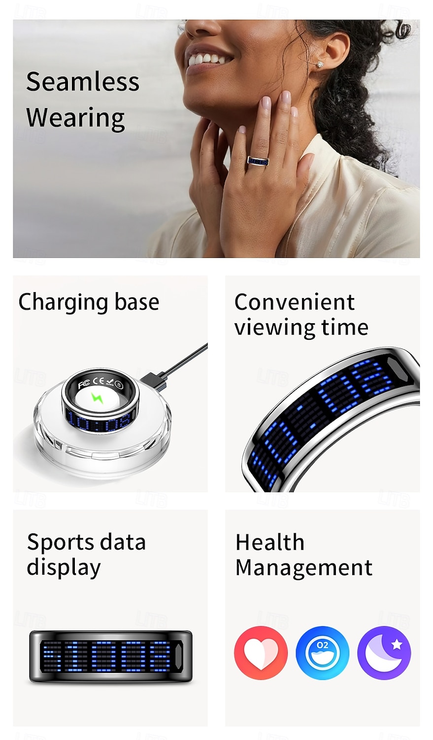 SR16 Älykello 0.1 inch Älykäs rannekoru Älykello Bluetooth Lämpötilan valvonta Askelmittari Aktiivisuuden seuranta Yhteensopiva Android iOS Naisten Miehet Vedenkestävä IPX-8 22 mm: n kellokotelo 2025 - $47.99 –P2