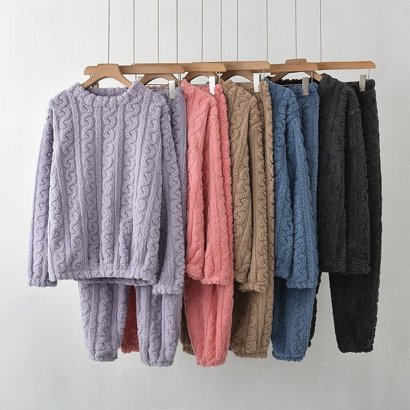 Női Pizsama Alkalmi Kényelmes Tiszta szín Rugalmas derék Nadrág Otthon Napi Hosszú ujj Terített nyak Fehér Rubin Sötétkék Bíbor Khakizöld Tavasz Ősz Tél Laza öltözet 2026 - $24.99 –P1