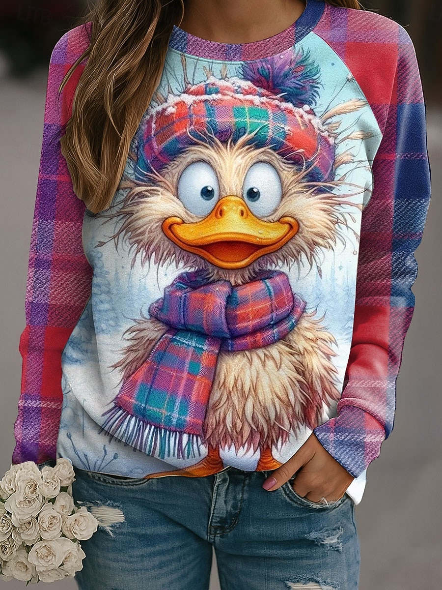 Dámské Pullover Grafika Zvíře Na běžné nošení Dlouhý rukáv Tričkový Běžné topy Ležérní Rubínově červená Podzim Zima 2026 - $28.99 –P1