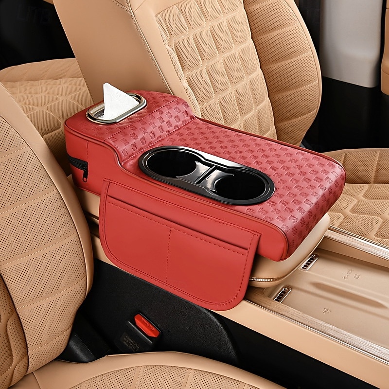 Organizator 5 în 1 pentru consola centrală auto cu suport îmbunătățit pentru coate - husă pentru cotieră din piele ecologică, suport pentru pahare &buzunare de depozitare, potrivire universală pentru 2026 - $27.99 –P2